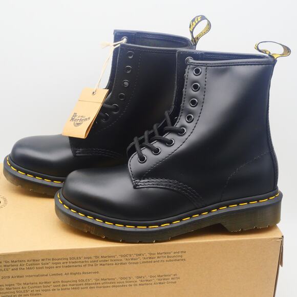 NEW Dr. Martens Men's 5 Women's 6 1460 Smooth Black Leather Boots Unisex Combat - Picture 2 of 10